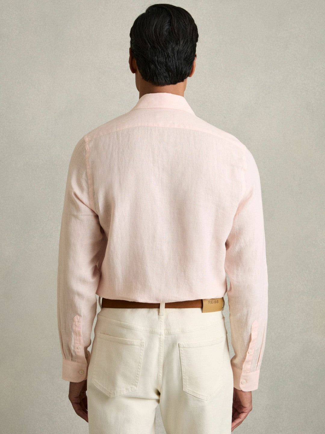Reiss | Linen Button-Through Shirt in Prep Pink