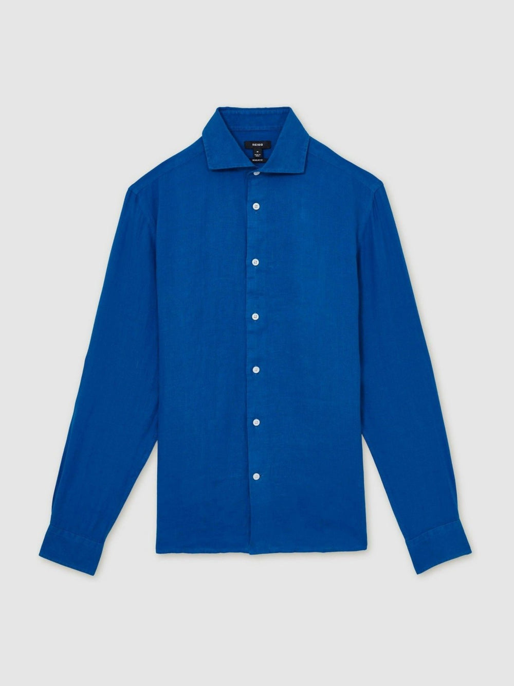 Reiss | Linen Button-Through Shirt in Bright Blue