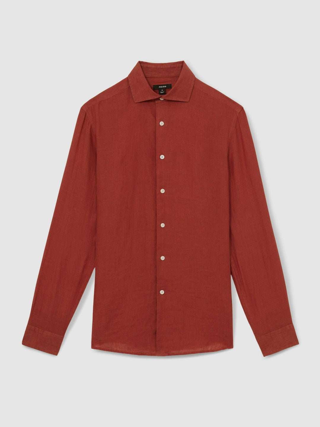 Reiss | Linen Button-Through Shirt in Paprika Red