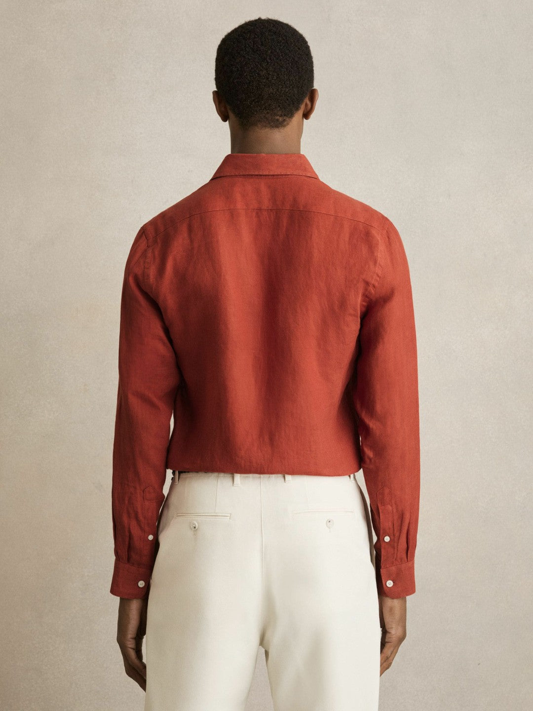 Reiss | Linen Button-Through Shirt in Paprika Red