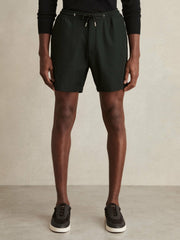 Reiss | Textured Drawstring Shorts in Dark Green