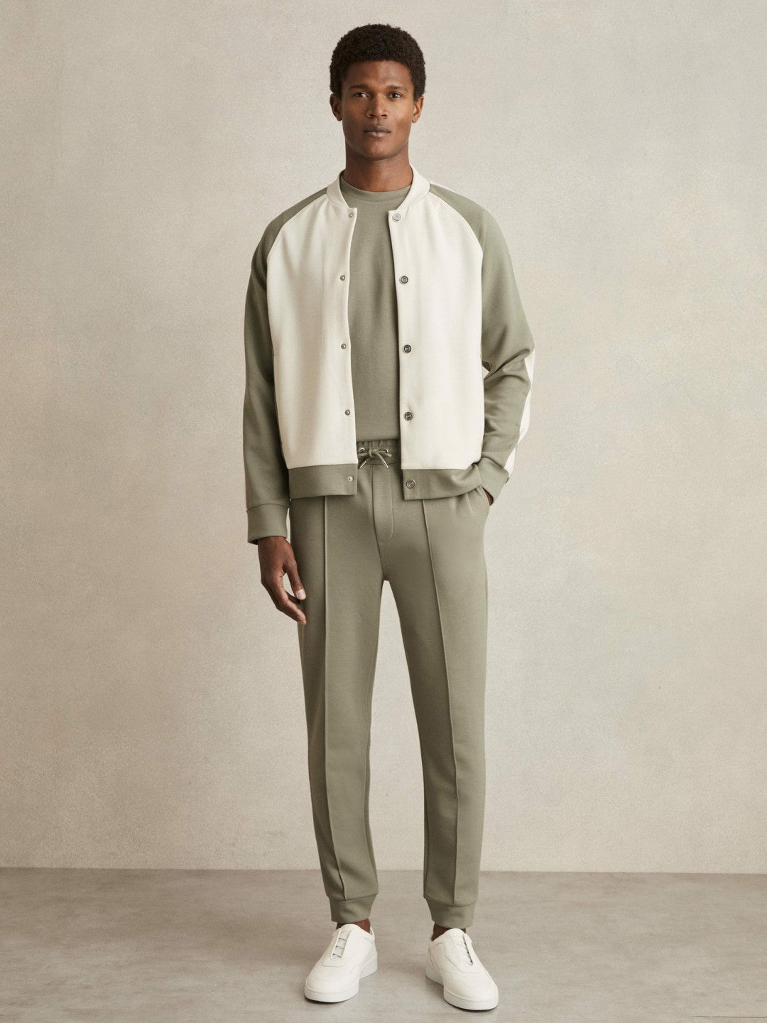 Reiss | Drawstring Jersey Joggers in Sage
