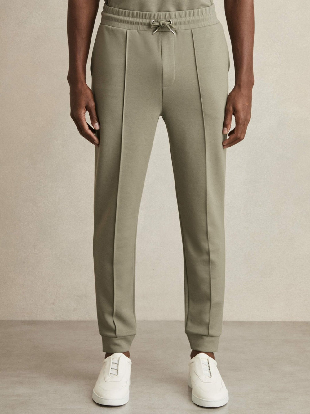 Reiss | Drawstring Jersey Joggers in Sage