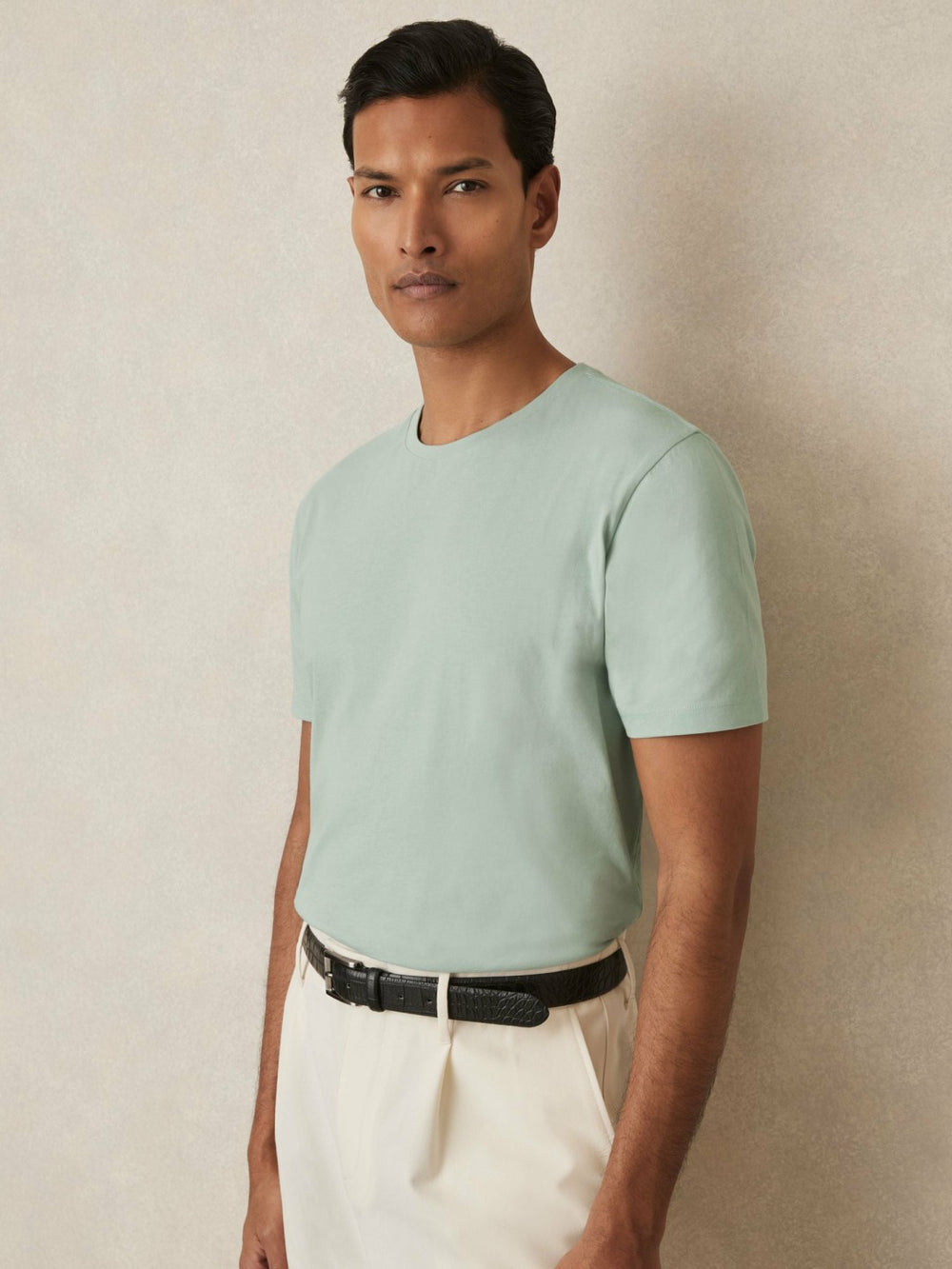Reiss | Cotton Crew Neck T-Shirt in Mint Green