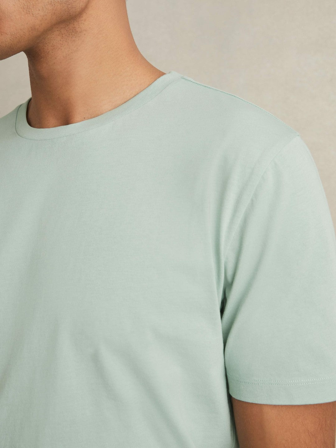 Reiss | Cotton Crew Neck T-Shirt in Mint Green