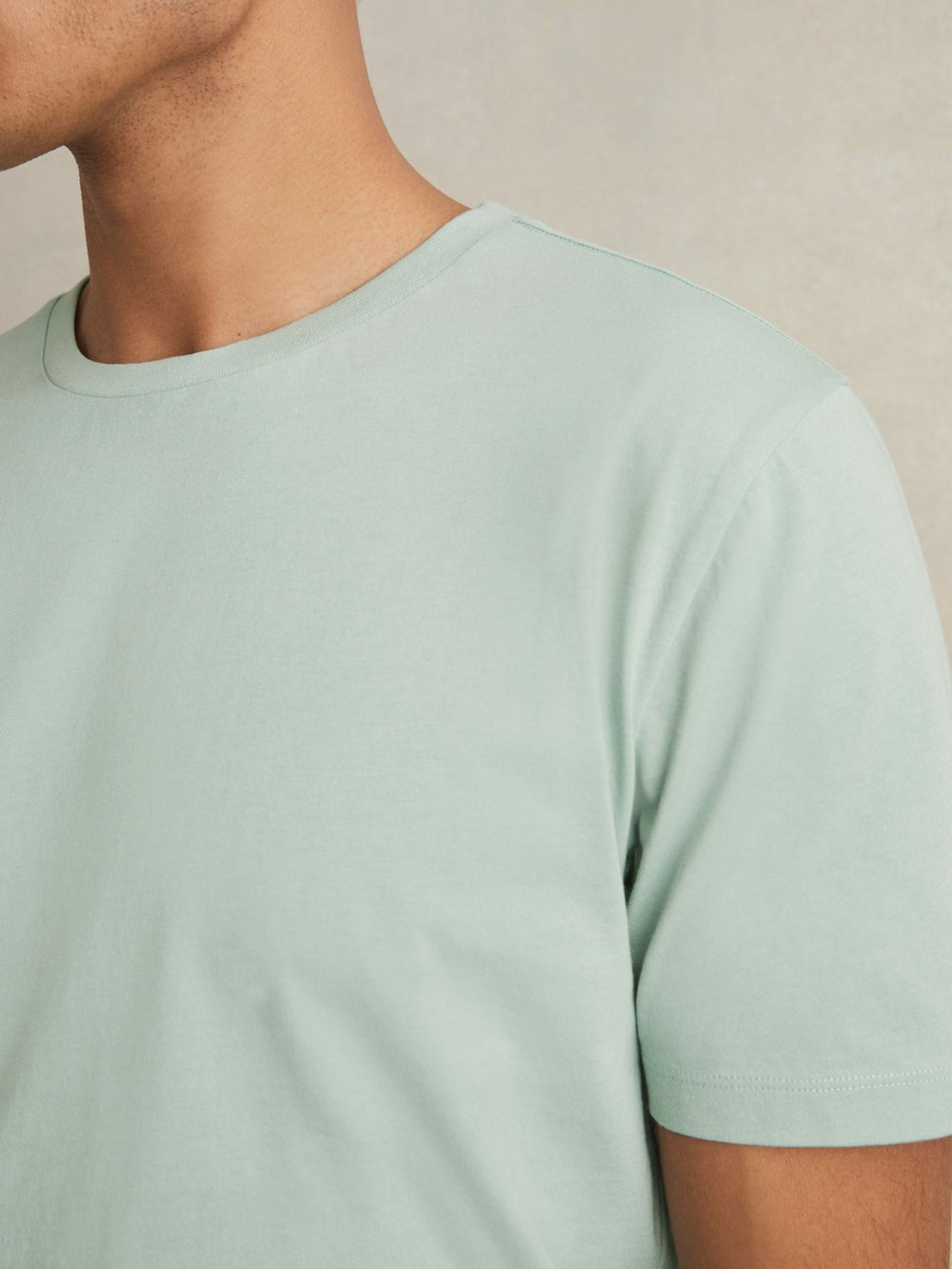 Reiss | Cotton Crew Neck T-Shirt in Mint Green
