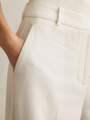 Reiss | Petite Linen-Blend Wide-Leg Trousers in White