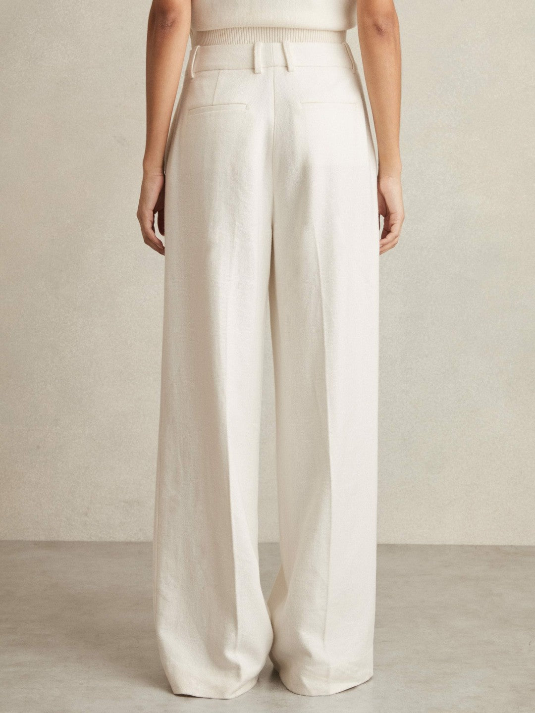 Reiss | Petite Linen-Blend Wide-Leg Trousers in White