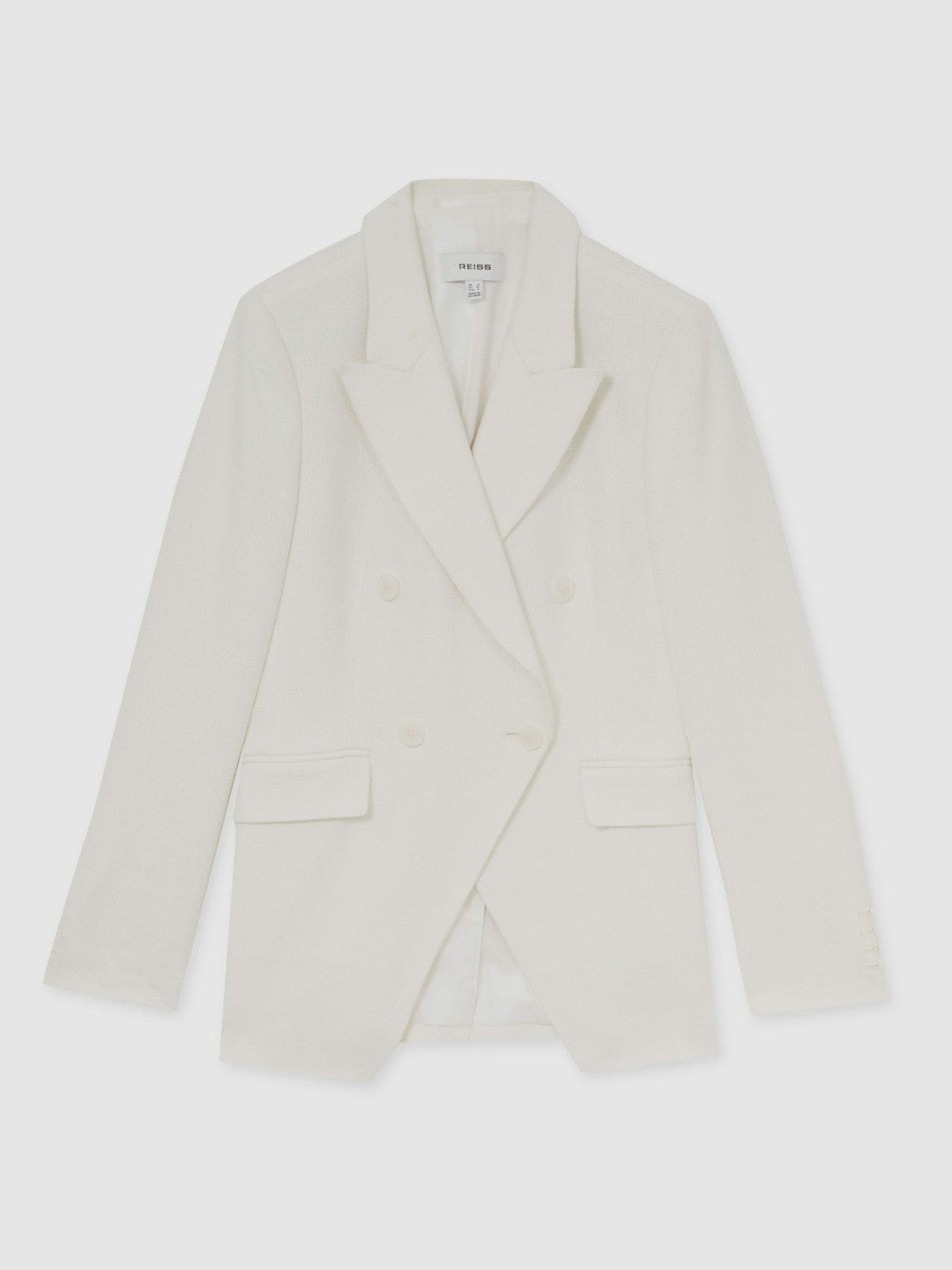 Reiss | Linen-Blend Double-Breasted Suit Jacket in White
