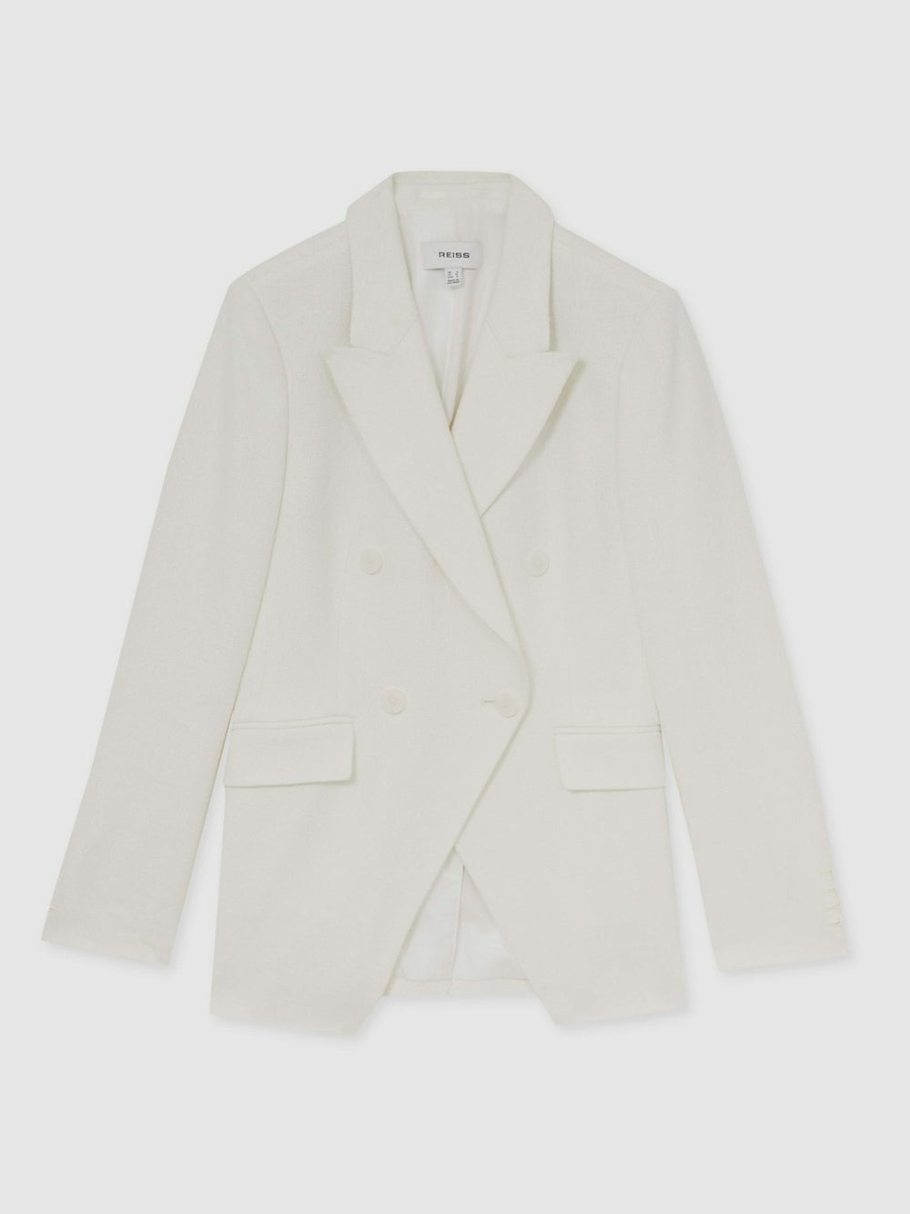 Reiss | Linen-Blend Double-Breasted Suit Jacket in White