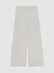 Reiss | Linen-Blend Wide-Leg Trousers in White