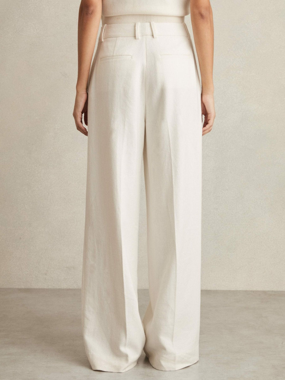 Reiss | Linen-Blend Wide-Leg Trousers in White
