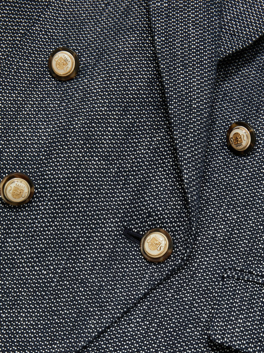 Reiss | Linen-Cotton Double-Breasted Blazer in Navy