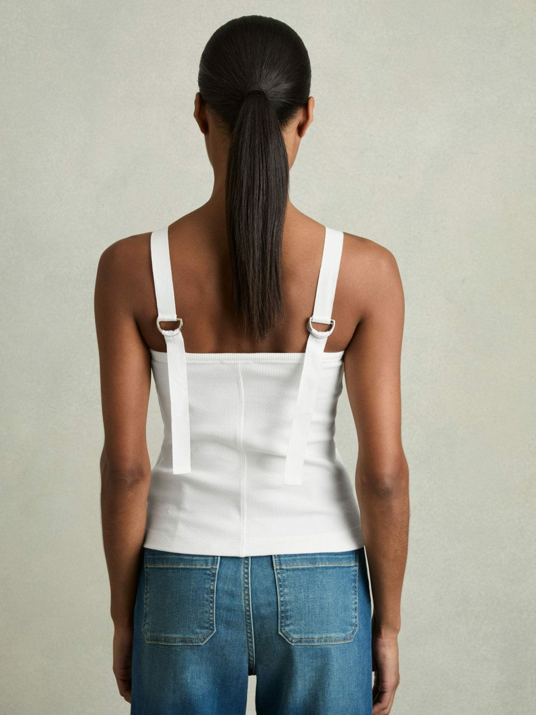 Reiss | Stretch-Cotton D-Ring Strap Vest in White
