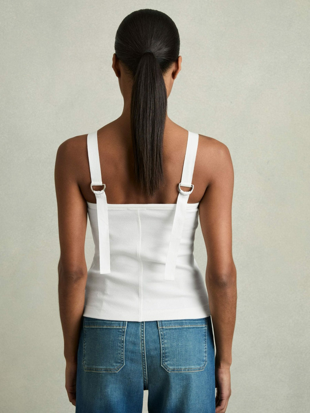 Reiss | Stretch-Cotton D-Ring Strap Vest in White