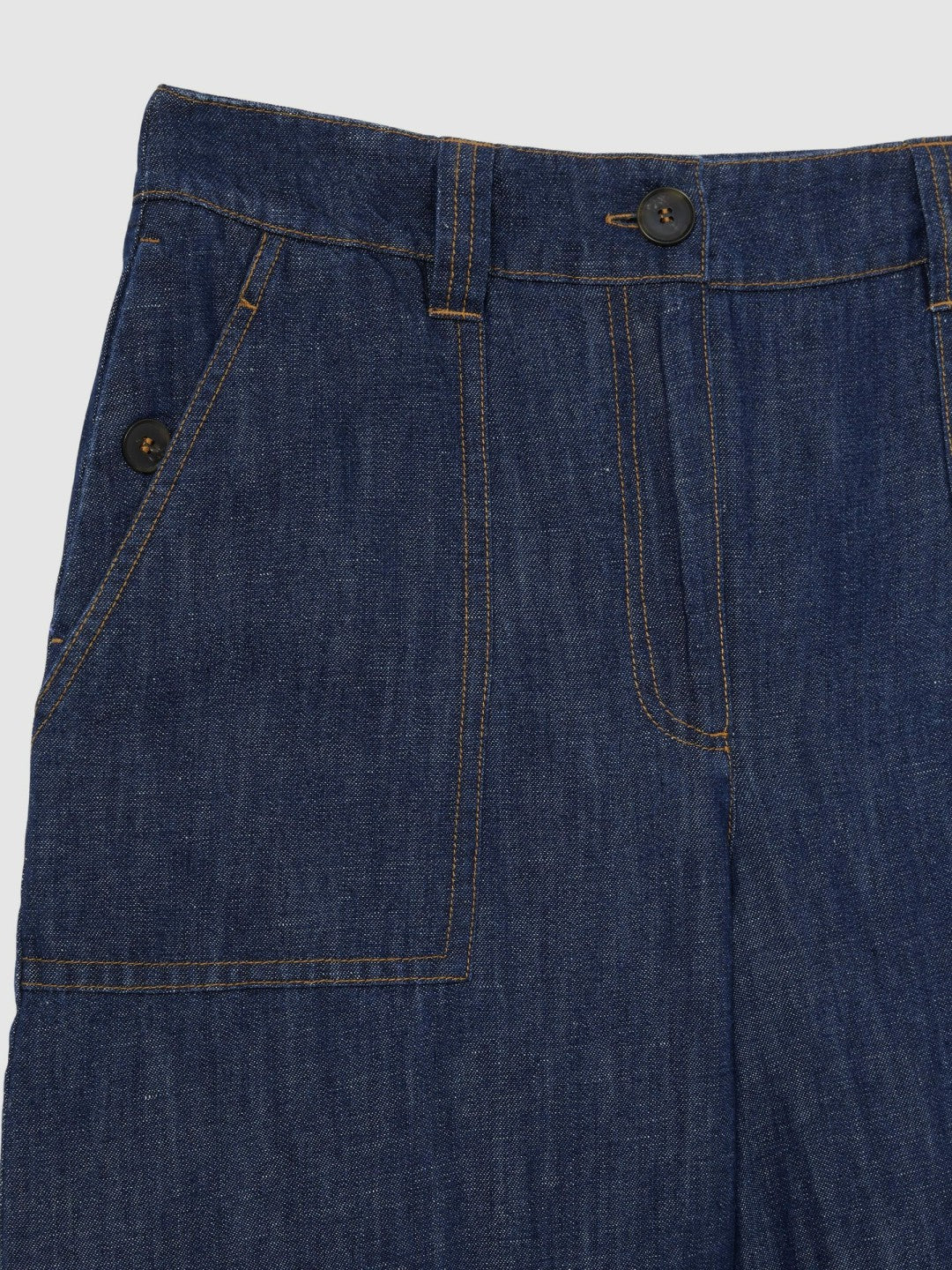 Reiss | Linen Wide Leg Trousers in Indigo
