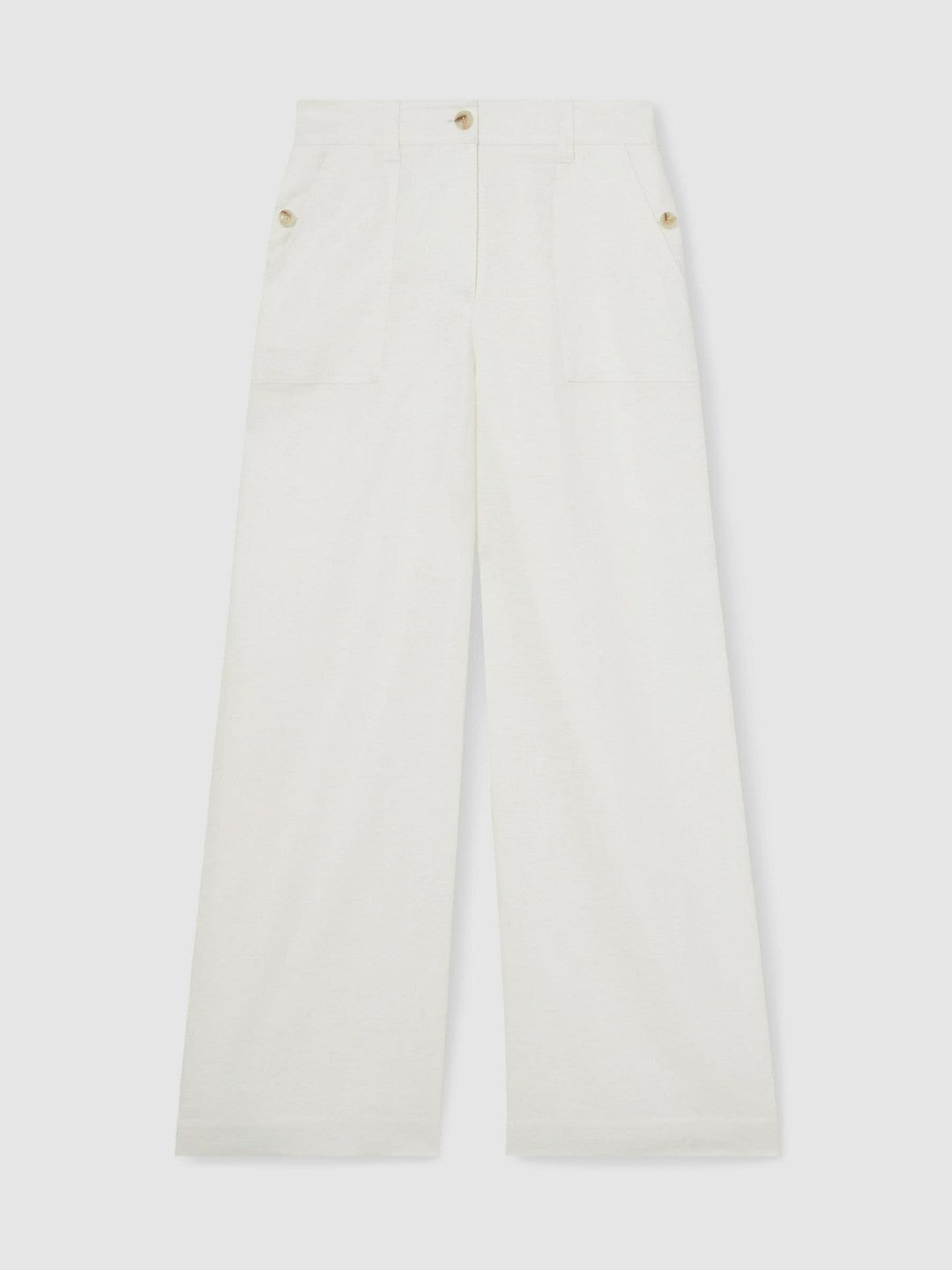 Reiss | Linen Wide Leg Trousers in White