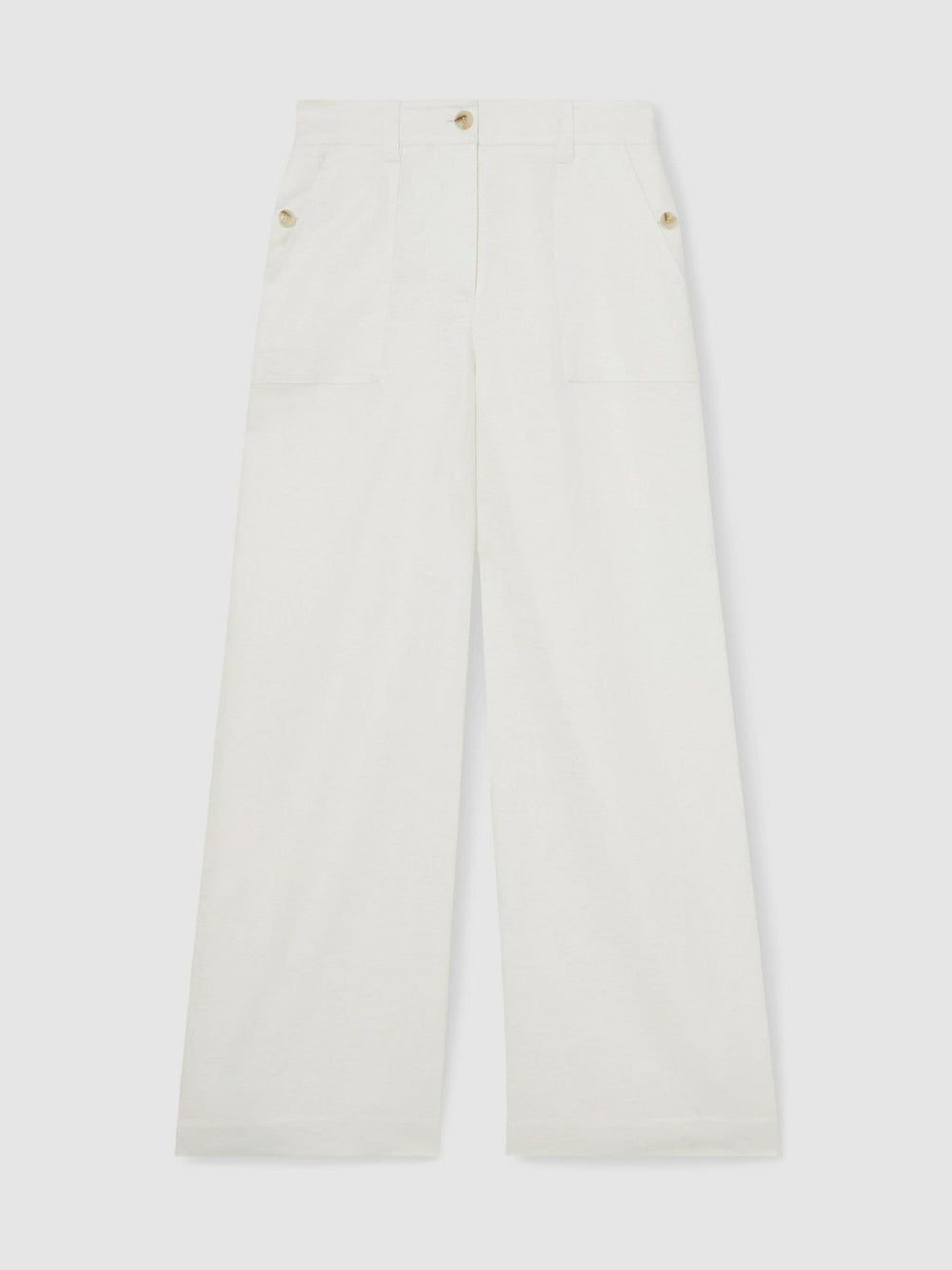 Reiss | Linen Wide Leg Trousers in White