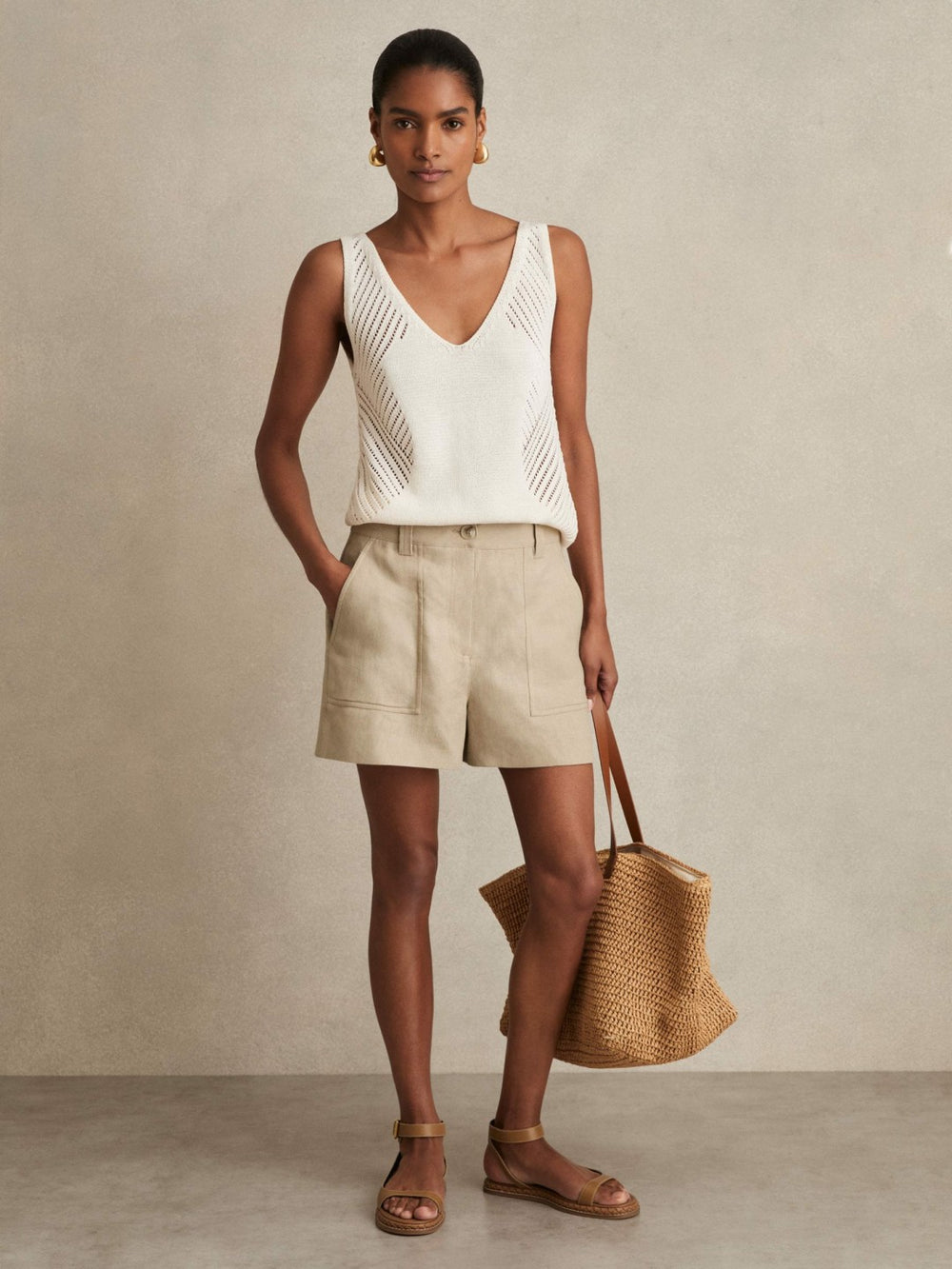 Reiss | Linen Shorts in Neutral
