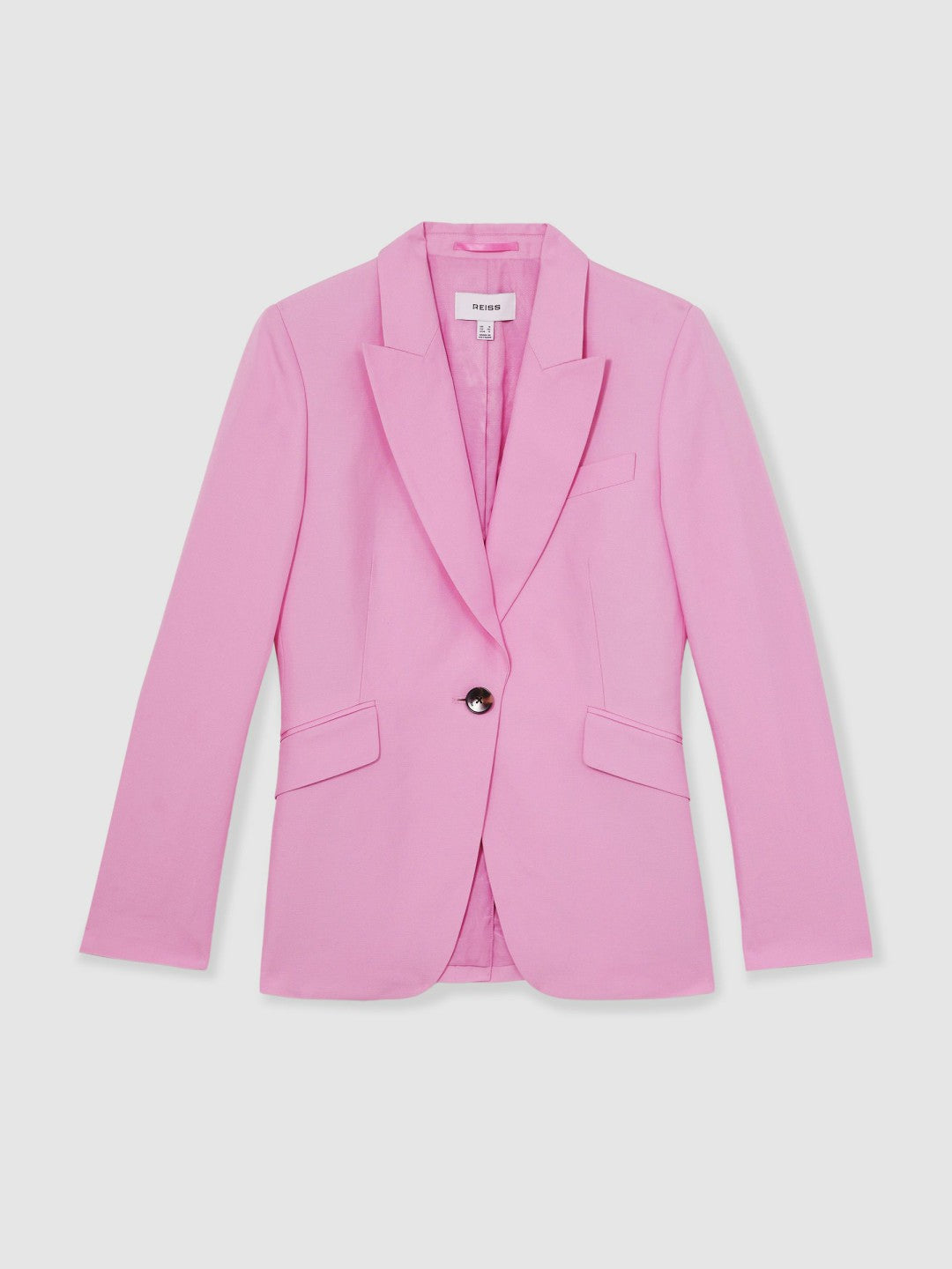 Reiss | Single Breasted Suit Jacket With Linen in Pink