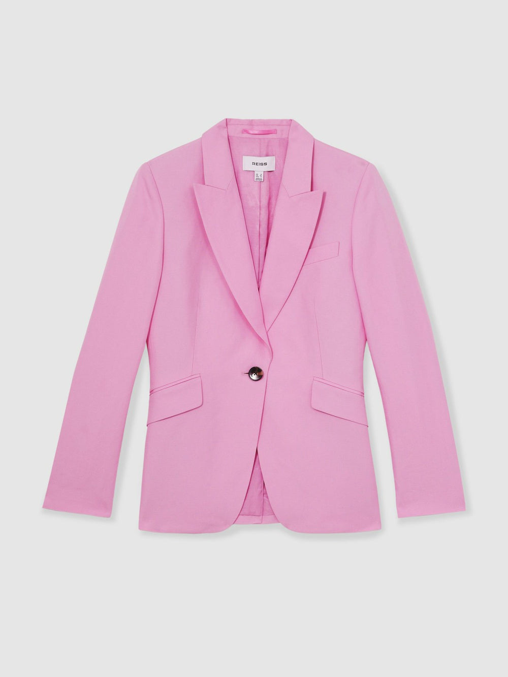 Reiss | Single Breasted Suit Jacket With Linen in Pink