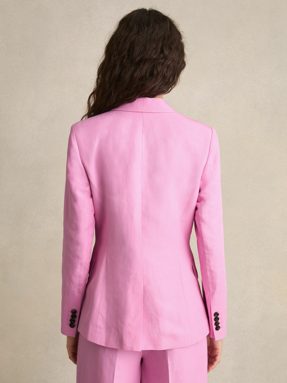 Reiss | Single Breasted Suit Jacket With Linen in Pink