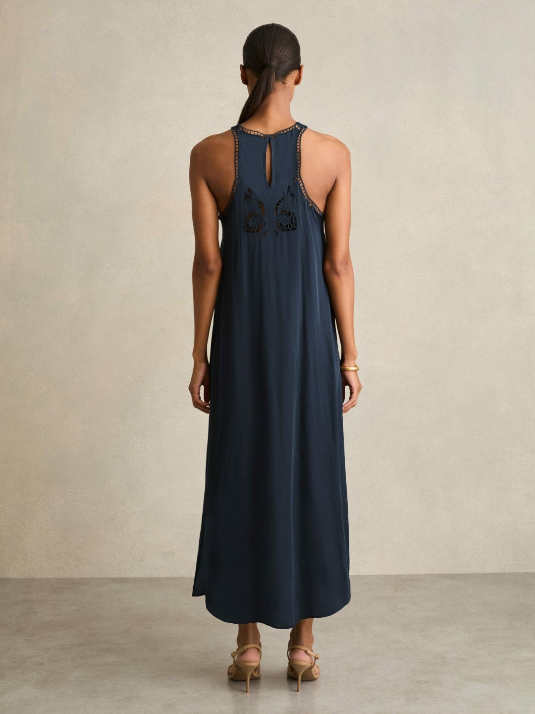 Reiss | Satin Cut-Out Slip Dress in Navy