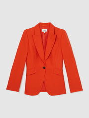 Reiss | Single Breasted Suit Jacket With Linen in Orange