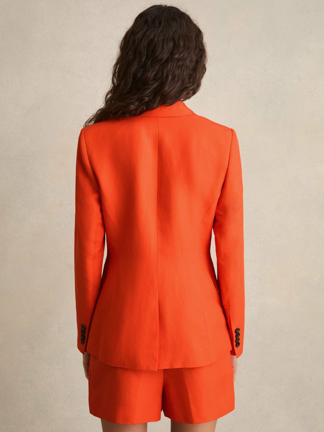 Reiss | Single Breasted Suit Jacket With Linen in Orange