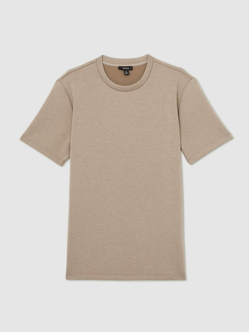 Reiss | Interlock Jersey Crew Neck T-Shirt in Taupe Brown