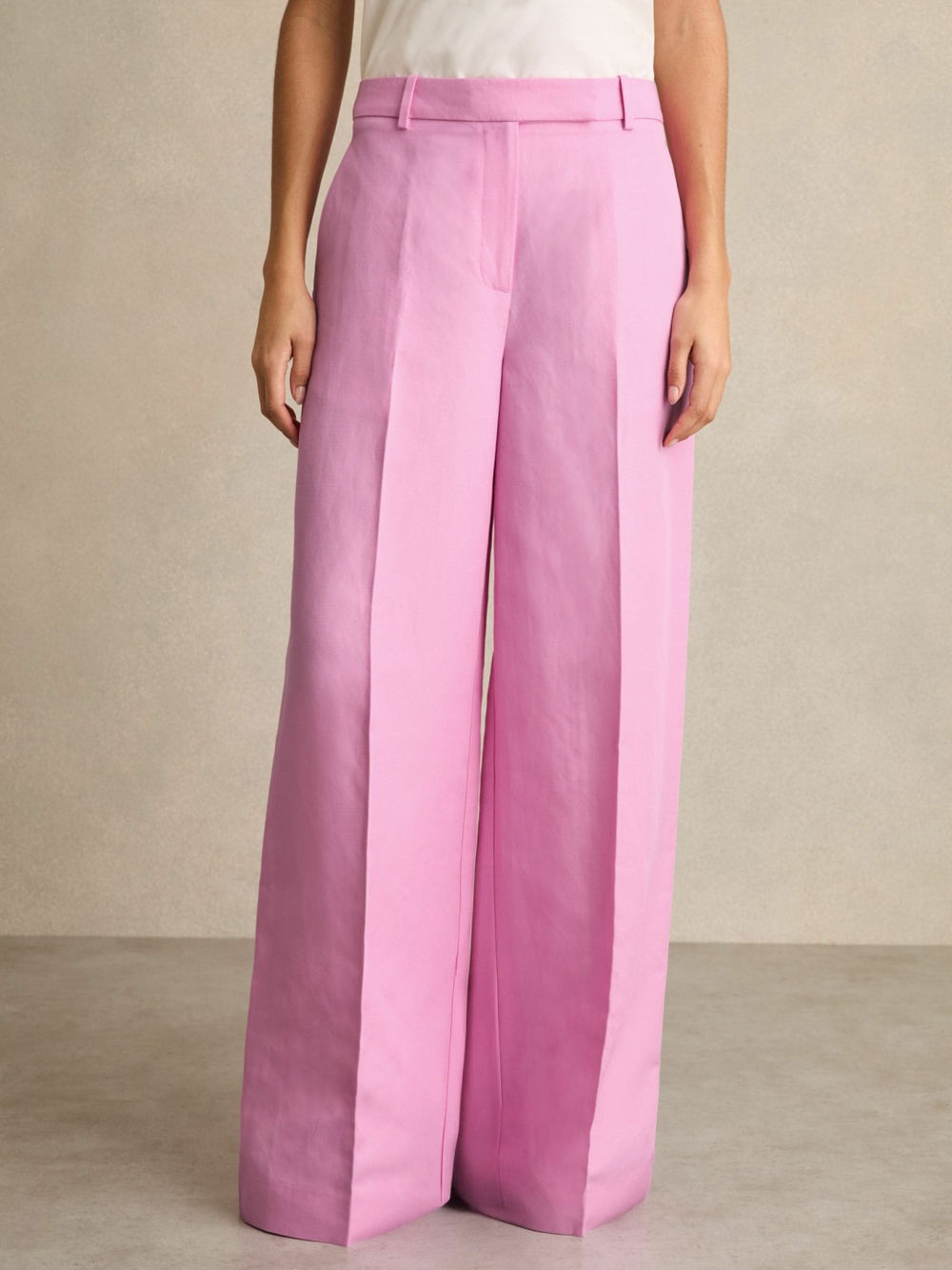 Reiss | Wide-Leg Trousers With Linen in Pink