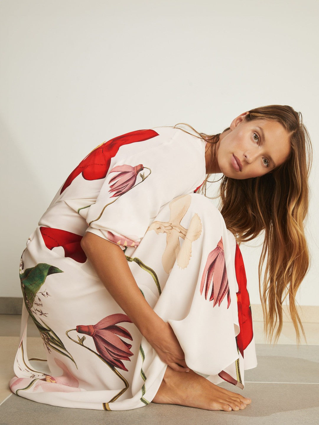 Reiss | | NYBG Floral-Print Maxi Dress in Ivory
