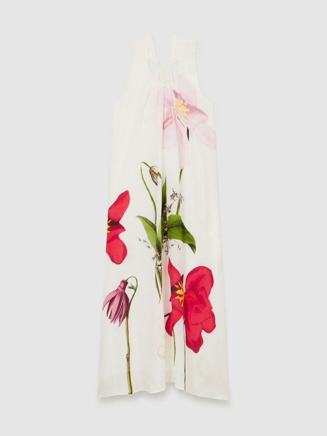 Reiss | NYBG Floral Print Maxi Dress With Linen in Ivory