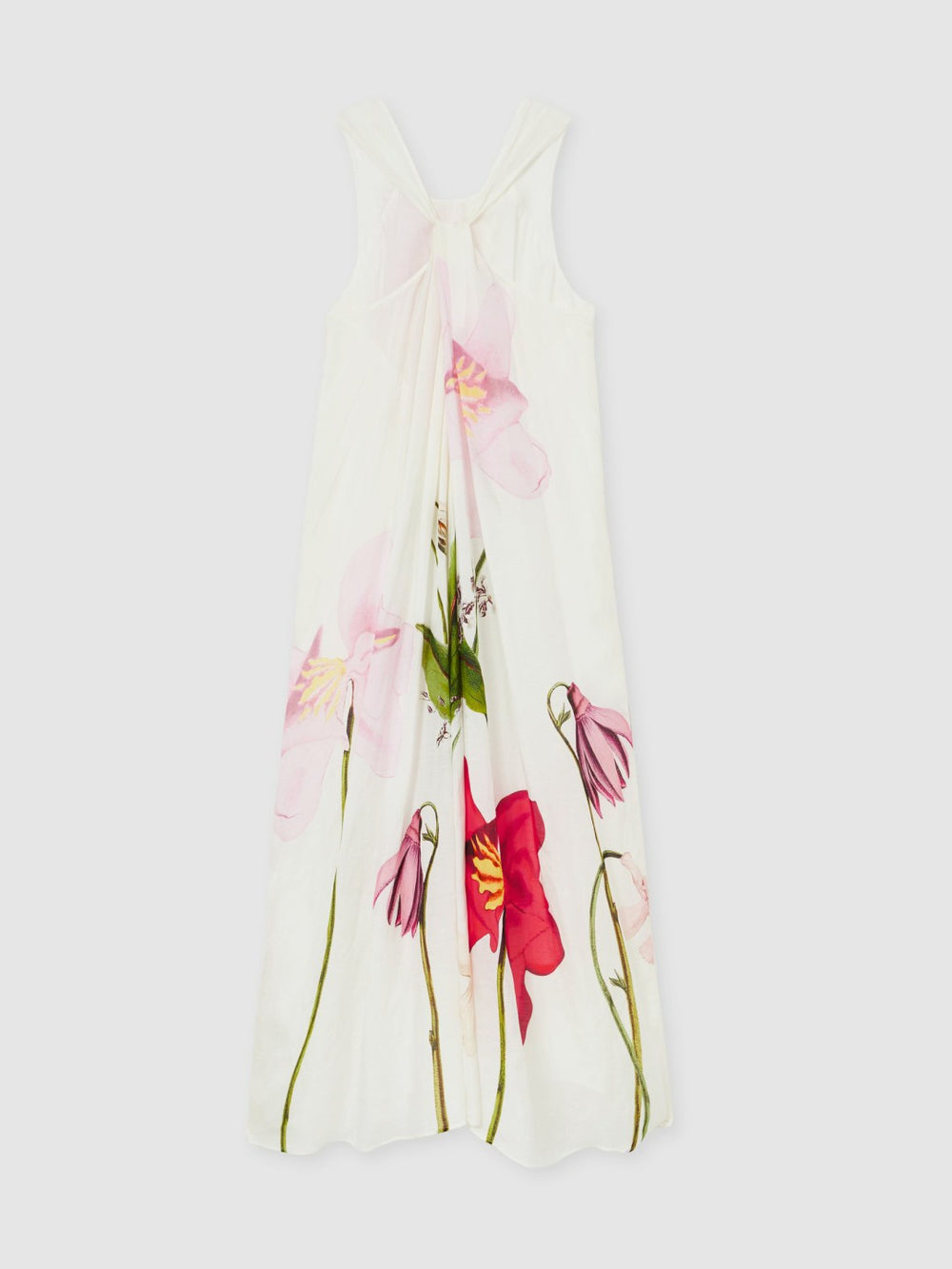 Reiss | NYBG Floral Print Maxi Dress With Linen in Ivory