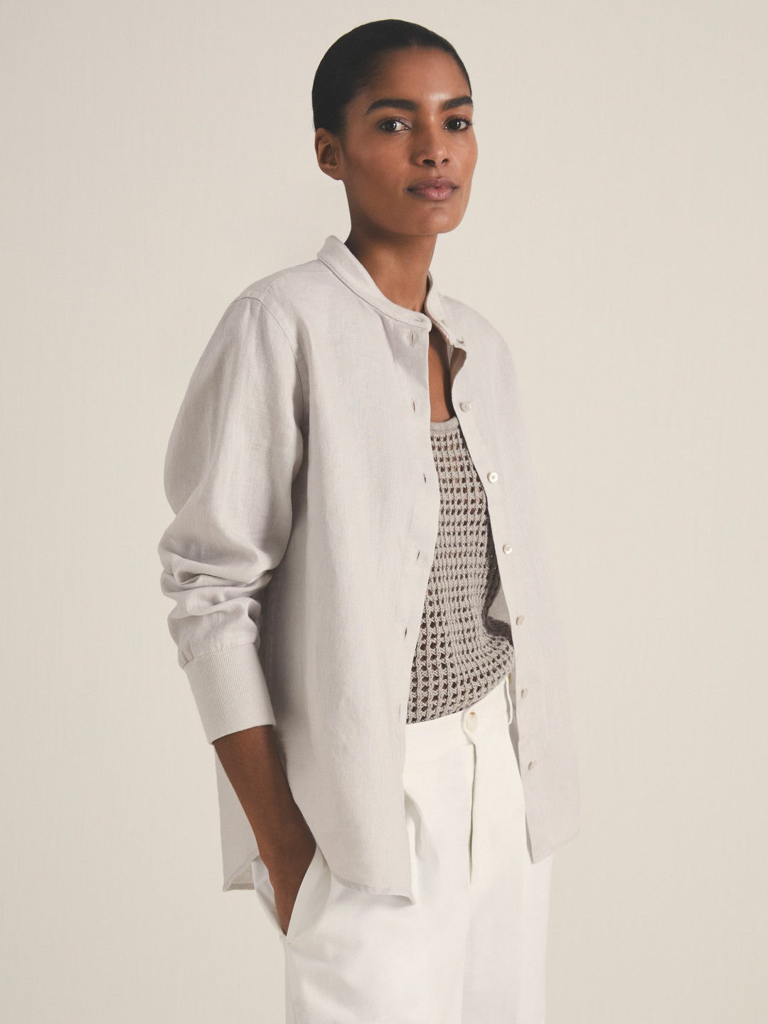 Reiss | | Les 100 Ciels Linen Shirt in Soft Grey