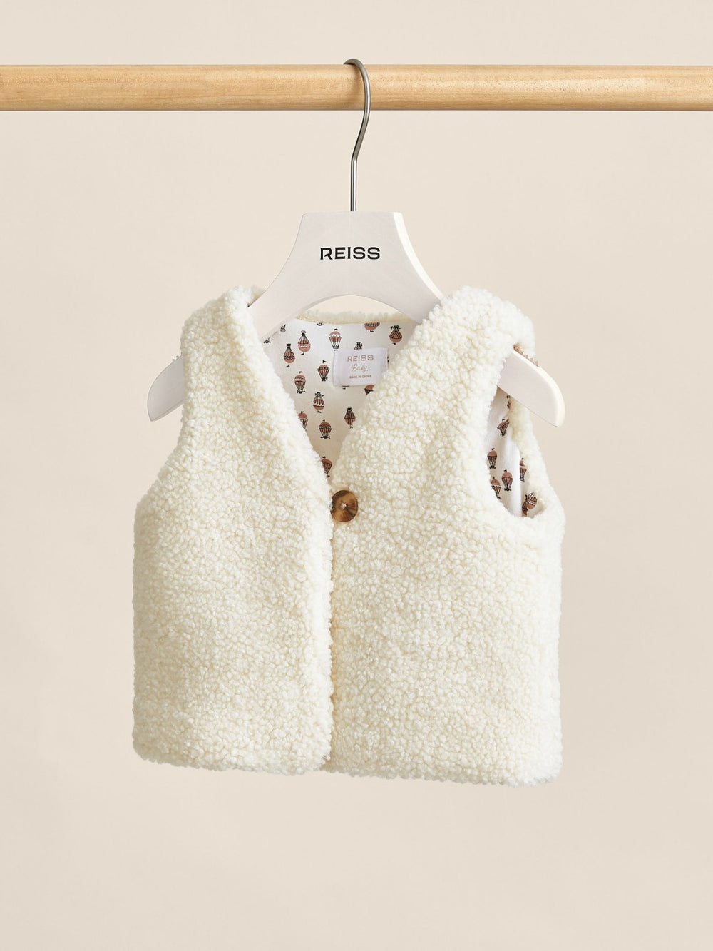 Reiss | Lined Fleece Gilet in Ivory
