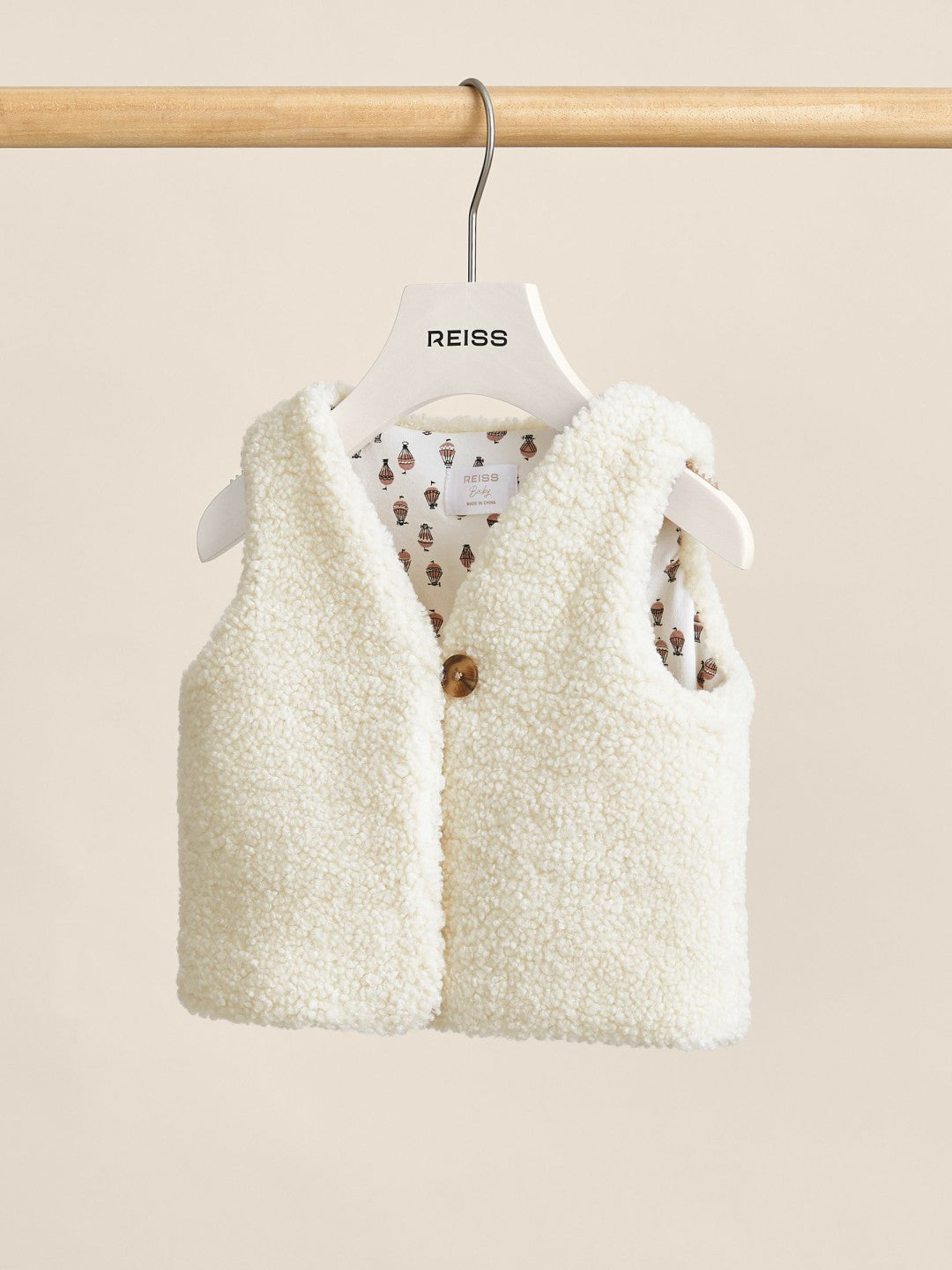 Reiss | Lined Fleece Gilet in Ivory