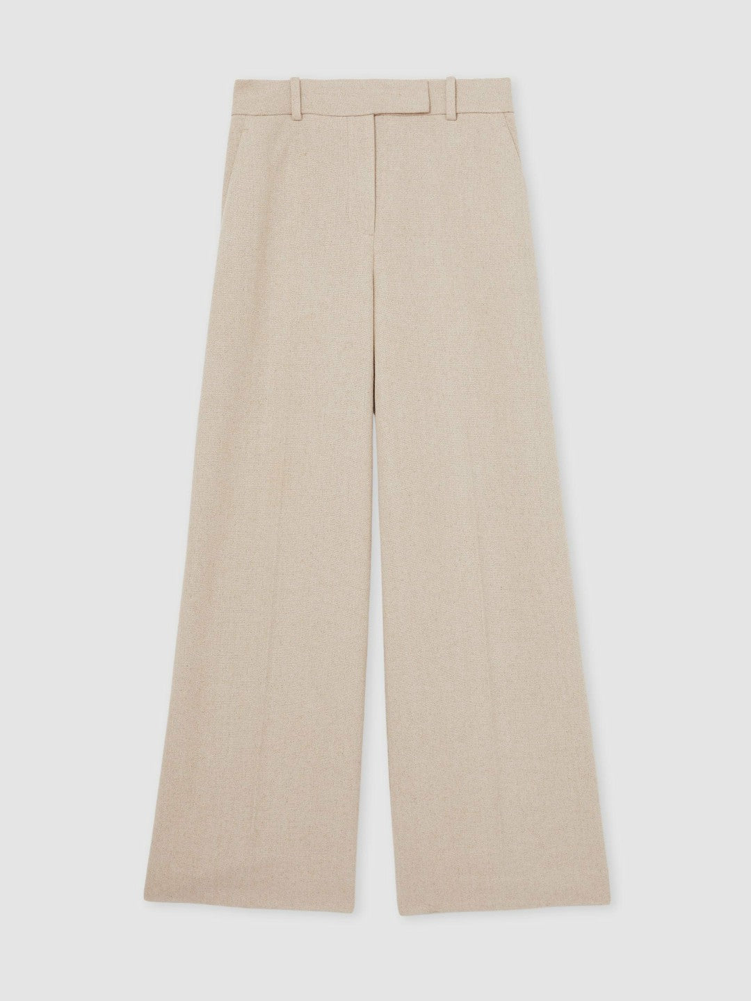 Reiss | Linen-Blend Wide-Leg Trousers in Neutral