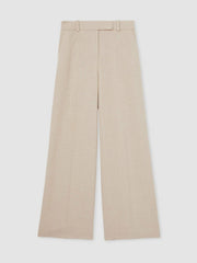 Reiss | Linen-Blend Wide-Leg Trousers in Neutral