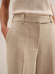 Reiss | Linen-Blend Wide-Leg Trousers in Neutral
