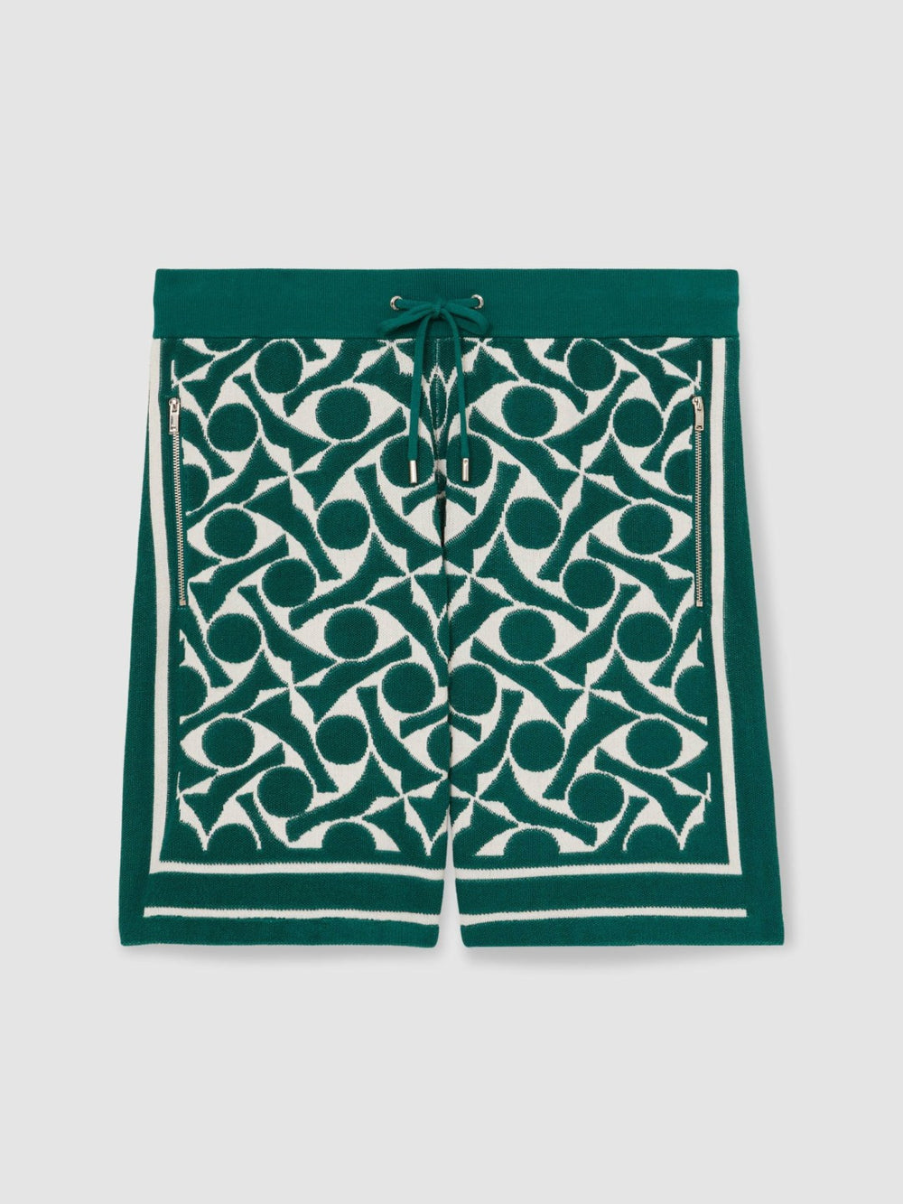 Reiss | Abstract-Pattern Towelling Shorts in Green/White