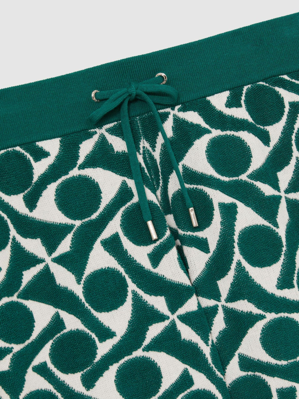 Reiss | Abstract-Pattern Towelling Shorts in Green/White