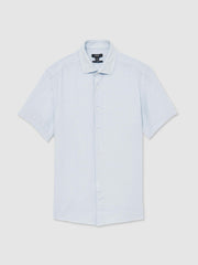 Reiss | Slim Fit Linen Button-Through Shirt in Pale Blue