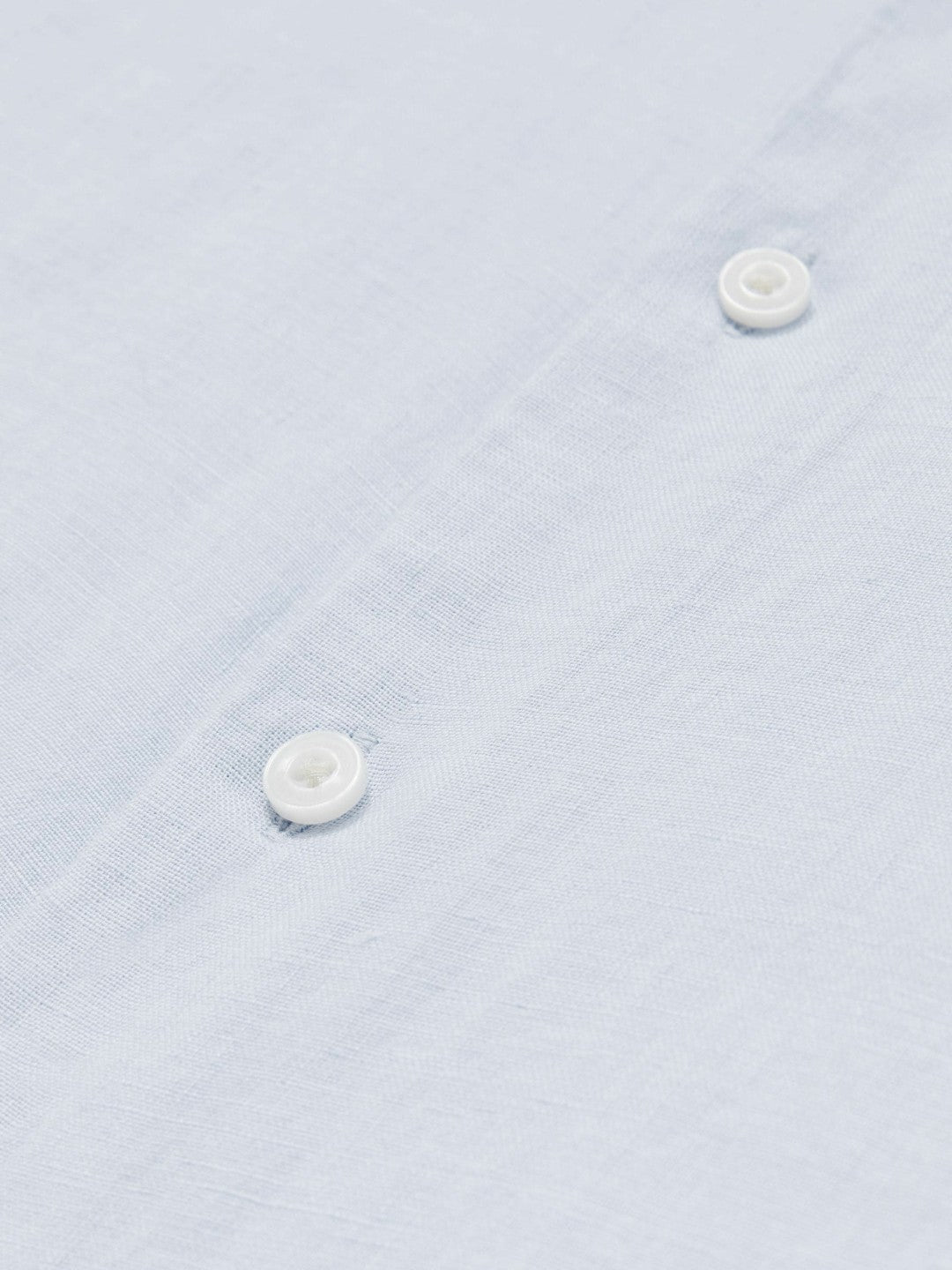 Reiss | Slim Fit Linen Button-Through Shirt in Pale Blue
