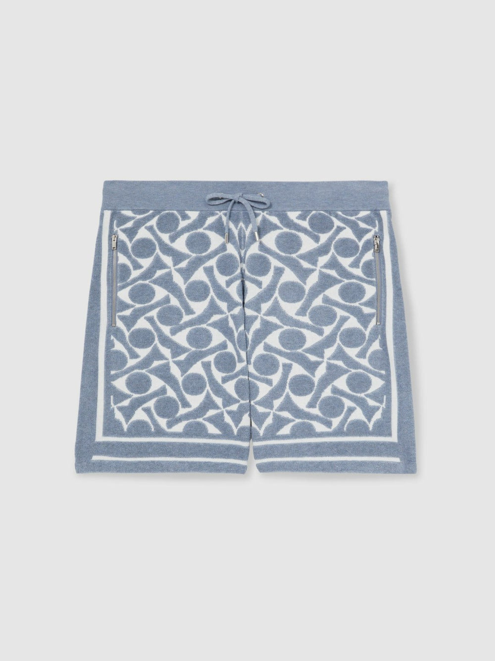 Reiss | Abstract-Pattern Towelling Shorts in Soft Blue/White