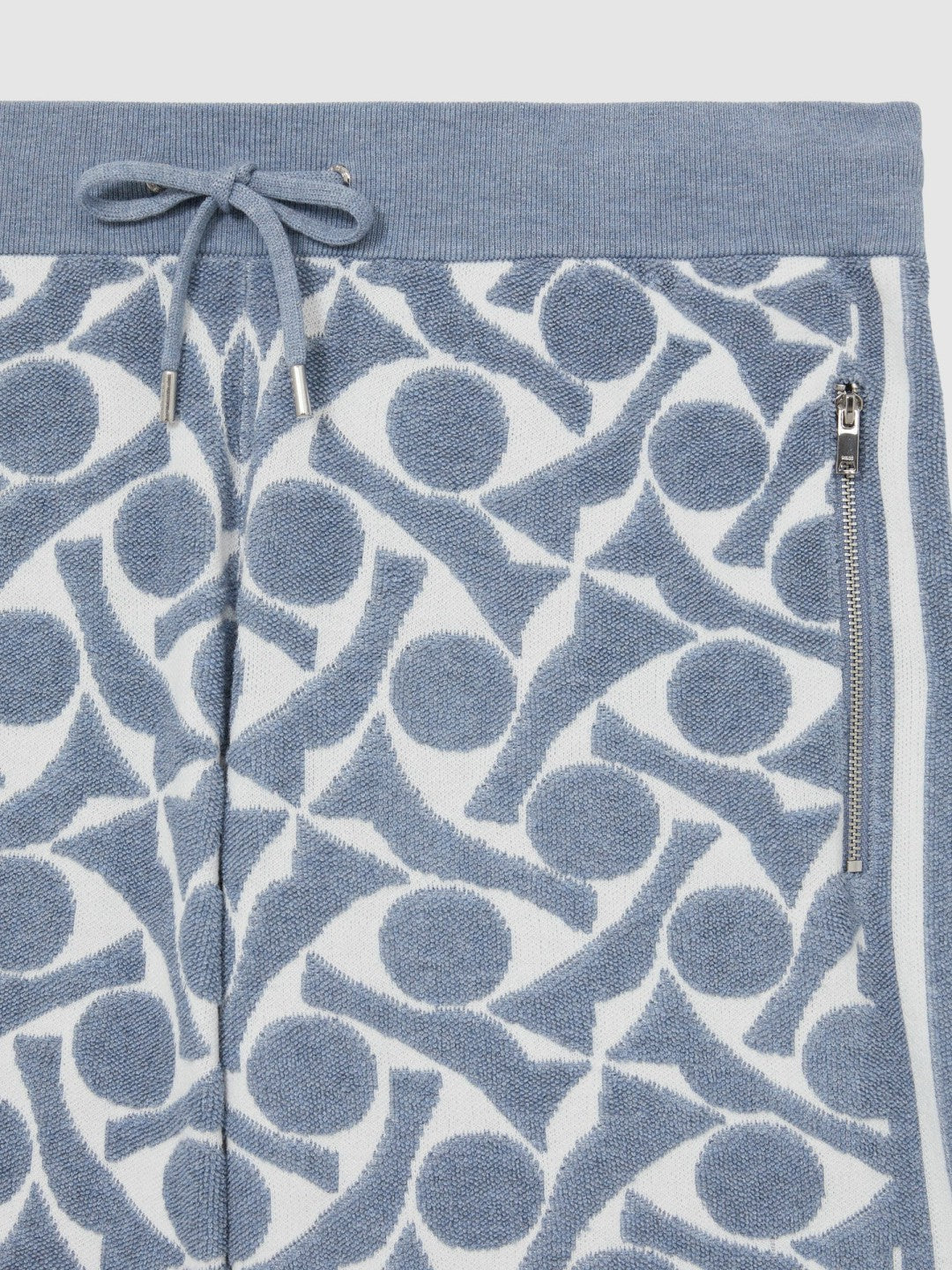 Reiss | Abstract-Pattern Towelling Shorts in Soft Blue/White