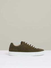 Reiss | Nubuck-Leather Low-Top Trainers in Olive Green