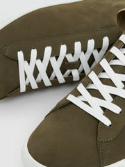 Reiss | Nubuck-Leather Low-Top Trainers in Olive Green