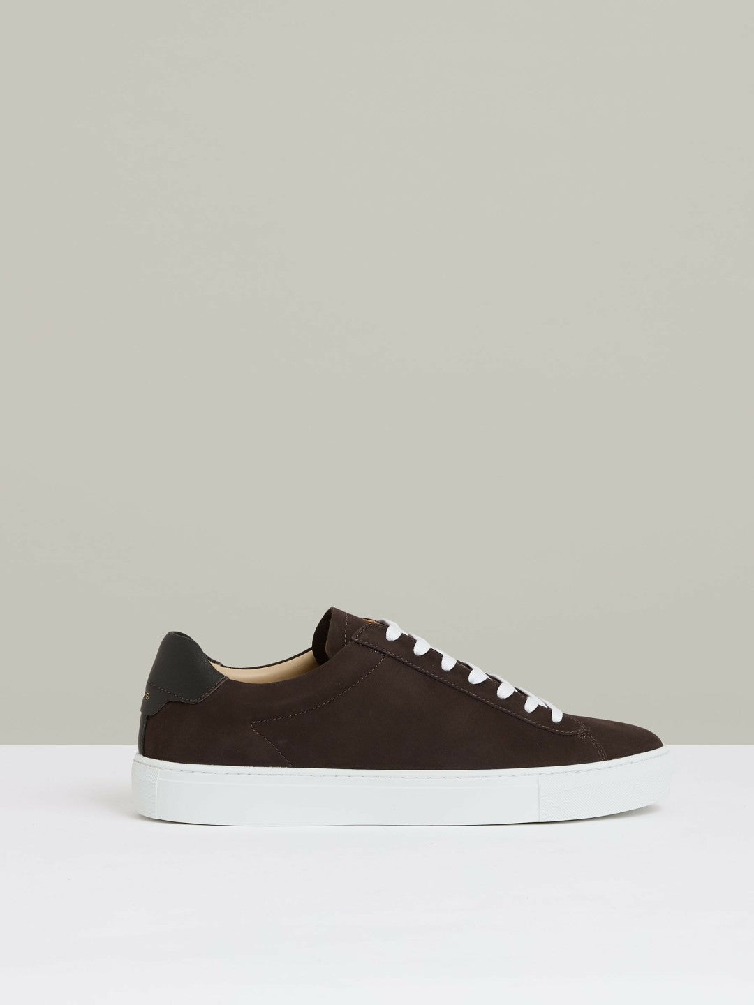 Reiss | Nubuck-Leather Low-Top Trainers in Dark Chocolate Brown