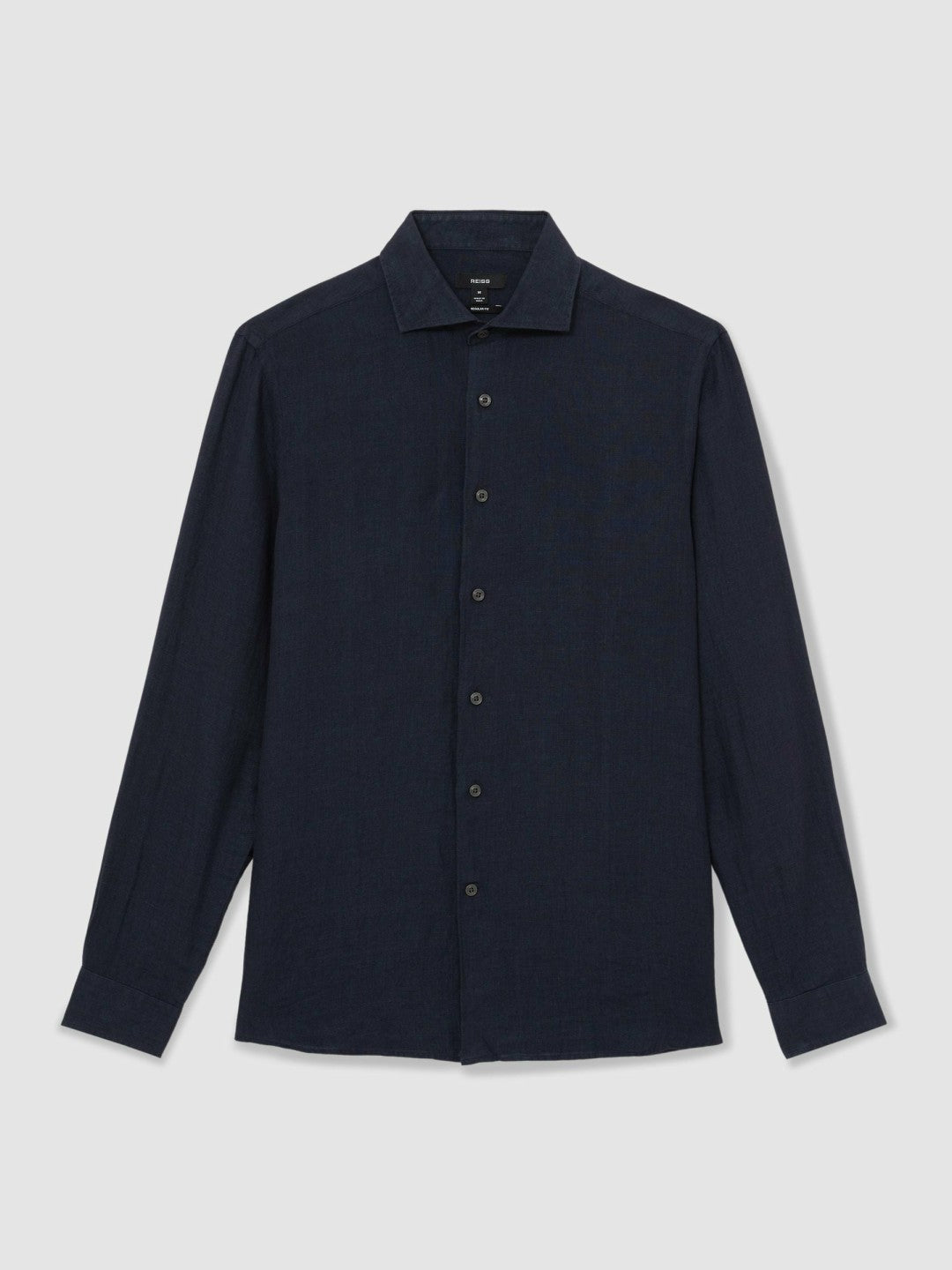Reiss | Linen Button-Through Shirt in Navy